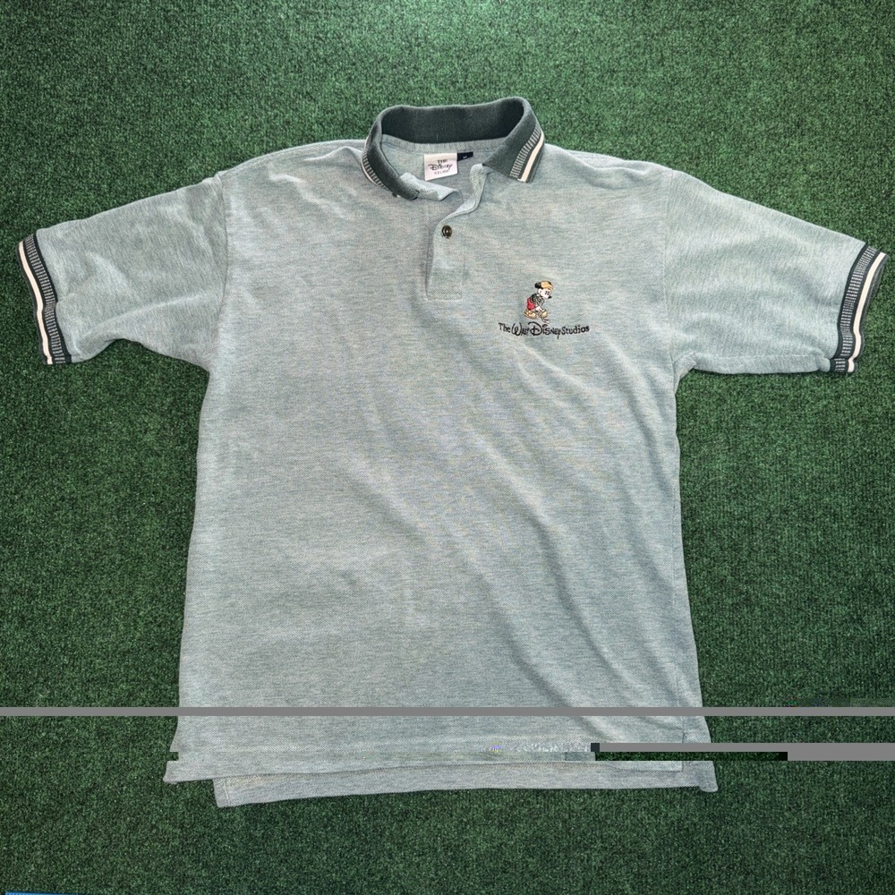 Walt Disney Studio Gold Polo Men's Size Medium Green Mickey Logo